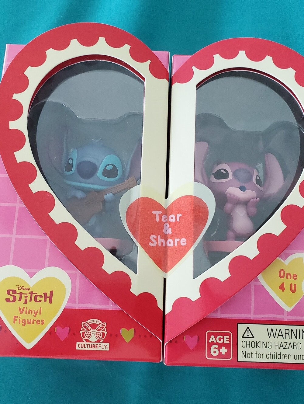 Stitch & Angel Tear & Share Vinyl Figurines Original Packaging Unopened